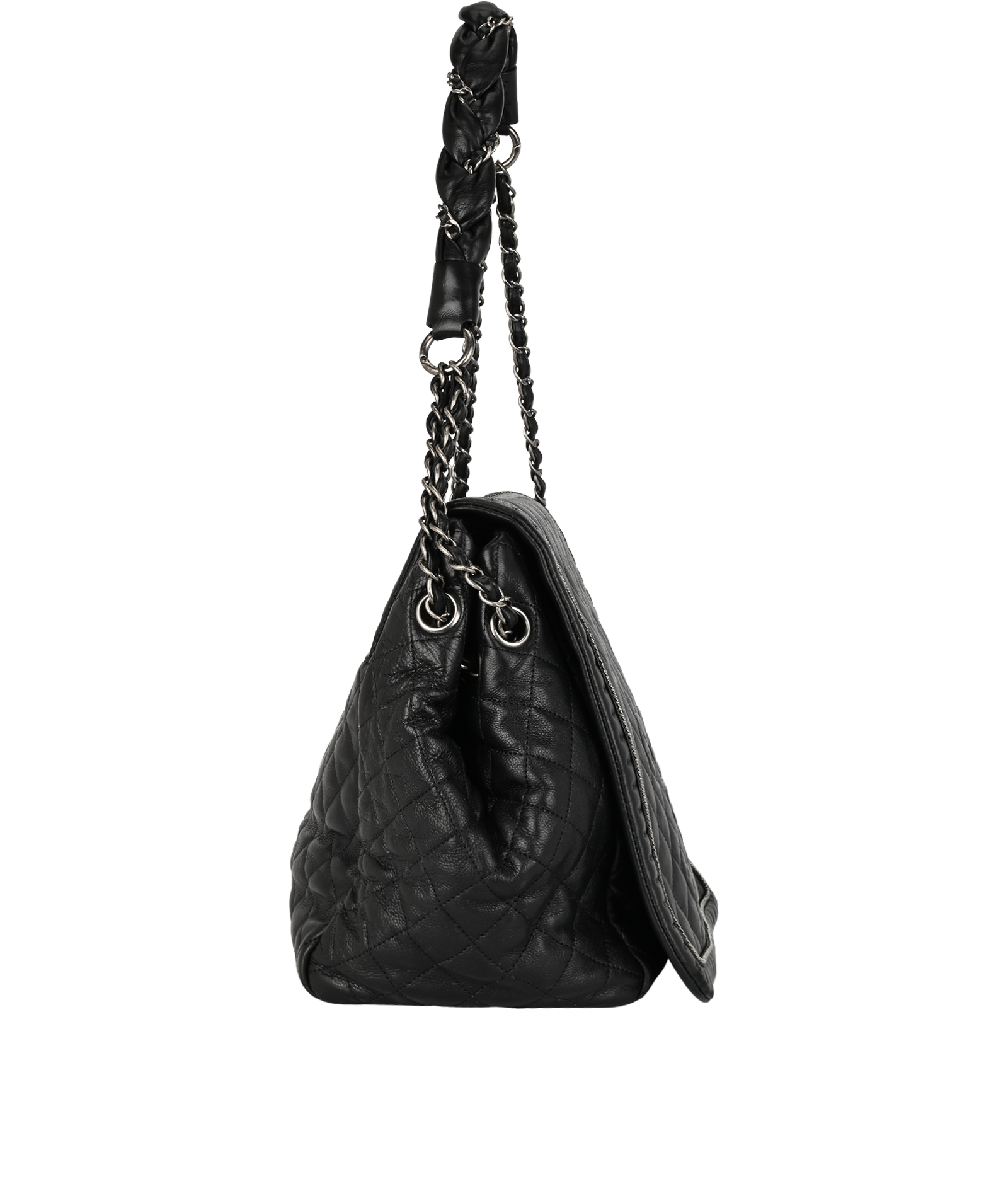 Istanbul Accordion Flap, &pound;1,100, Handbags, Black, Leather, Side view